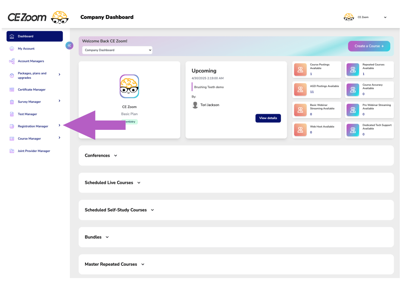 How to Navigate and use the Registration Plans Manager in CE Zoom (V2)