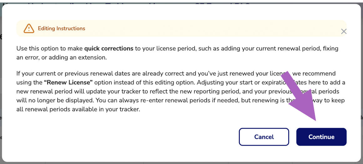 How to Edit your Current License or CE renewal period to add a license ...