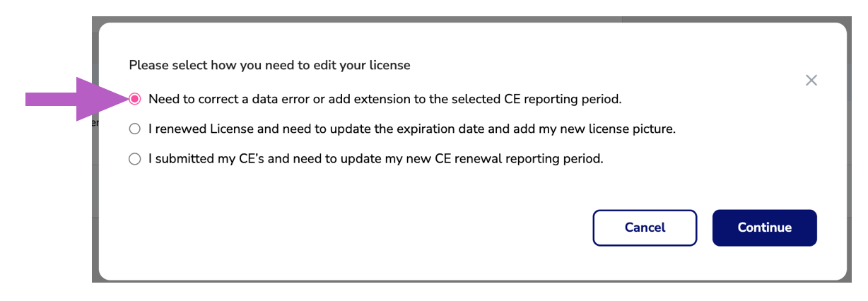 How to Edit your Current License or CE renewal period to add a license ...