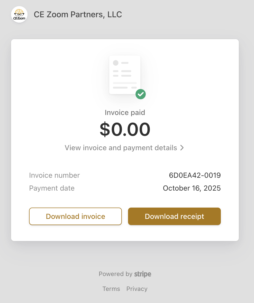 How to view receipts (CE Zoom)